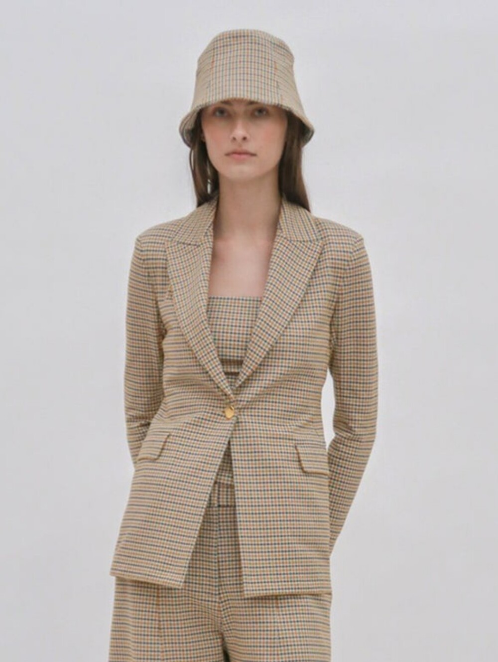 Rosetta Getty Peak Lapel Jacket in Houndstooth Plaid